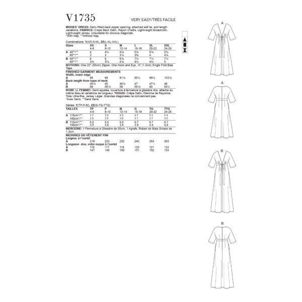 Vogue Schnittmuster V1735 - Kleid - langes Kleid mit tiefem Ausschnitt – Bild 4