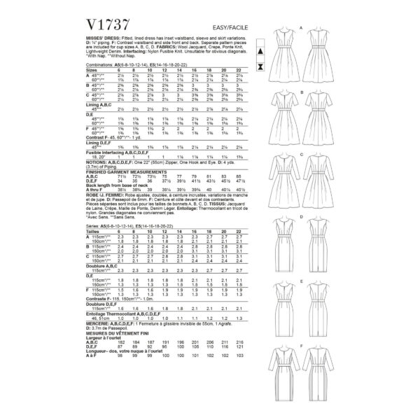Vogue Schnittmuster V1737 - Kleid - mit schmalem oder weitem Rock – Bild 6