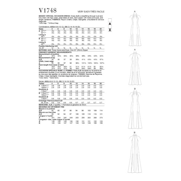 Vogue Schnittmuster V1748 - elegantes Kleid - Abendkleid - ärmellos – Bild 4