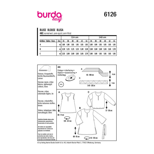 Burda Style Schnittmuster Nr. 6126 - Tunika - Variationsreiche Tuniken – Bild 11
