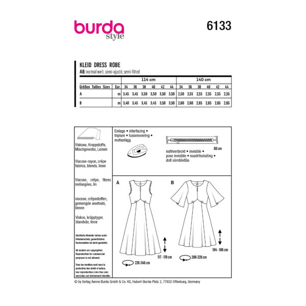 Burda Style Schnittmuster Nr. 6133 - Kleid - Kleider mit schwingendem Rock – Bild 8