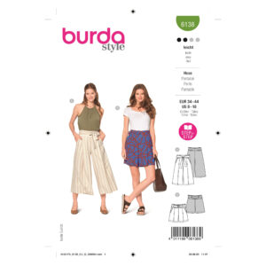 Burda Style Schnittmuster Nr. 6138 - Hose - Culotte und Short