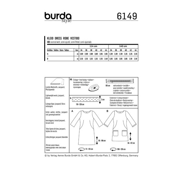 Burda Style Schnittmuster Nr. 6149 - Kleid - Kleider - Midi und Mini – Bild 7