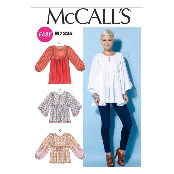 McCalls Schnittmuster M7325 - Bluse - lässige Weite - Trachtenstil