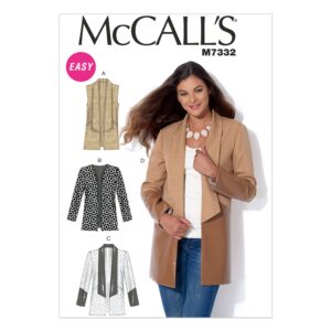 McCalls Schnittmuster M7332 - Jacke - Cardigan - Weste