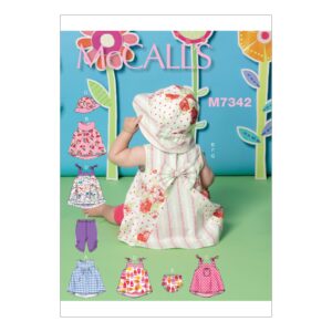 McCalls Schnittmuster M7342 - Baby - Kleidchen mit Hose und Hut