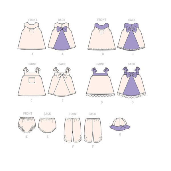 McCalls Schnittmuster M7342 - Baby - Kleidchen mit Hose und Hut – Bild 5