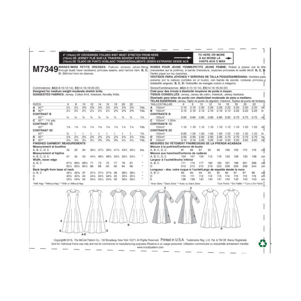 McCalls Schnittmuster M7349 - Kleid - Teilungsnähte - Raglanarm – Bild 4