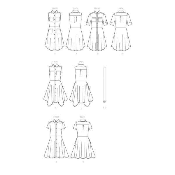 McCalls Schnittmuster M7351 - Kleid - Knopfleiste - Gürtel – Bild 5