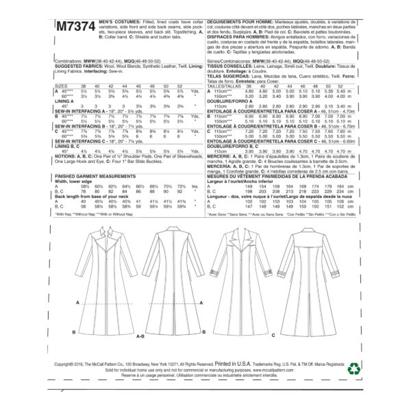McCalls Schnittmuster M7374 - Cosplay - Mantel - Yaya Han - Männer – Bild 4
