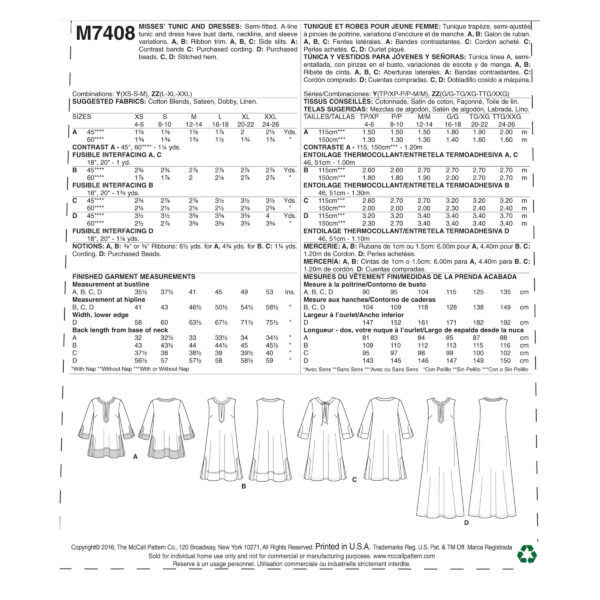 McCalls Schnittmuster M7408 - Kleid - schlicht - einfacher Schnitt – Bild 8