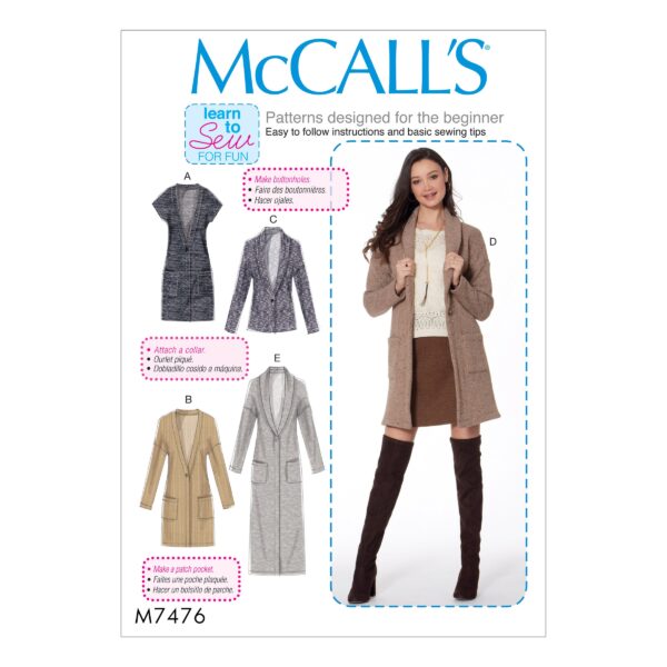 McCalls Schnittmuster M7476 - Jacke - Blazer - Mantel - Weste