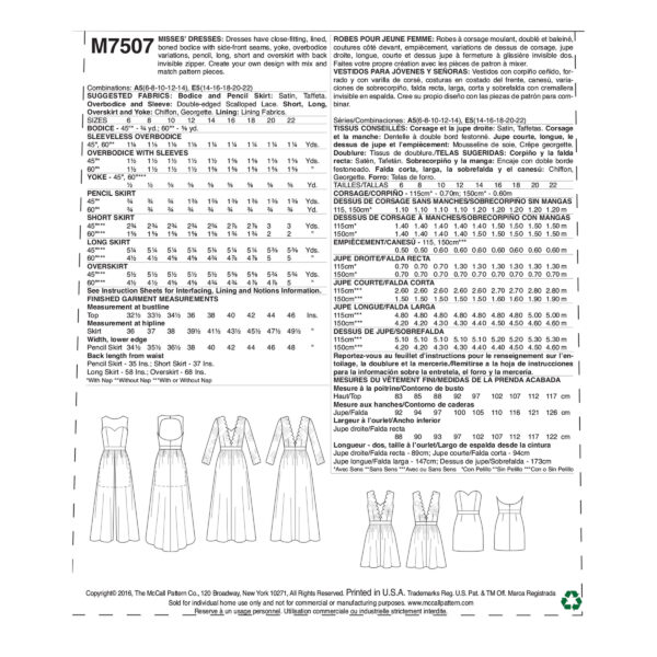 McCalls Schnittmuster M7507 - Kleid - mit Überrock - Schleppe – Bild 9