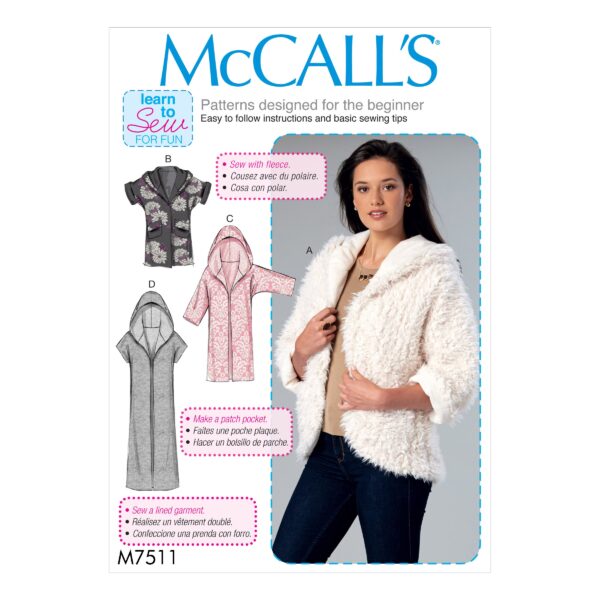 McCalls Schnittmuster M7511 - Jacke - Kapuzenjacke - Mantel