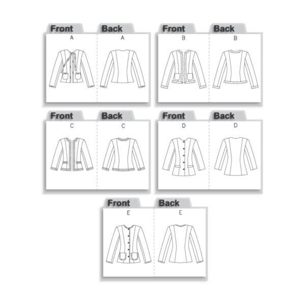 Vogue Schnittmuster V7975 - Jacken Variationen - 5 Modelle – Bild 8