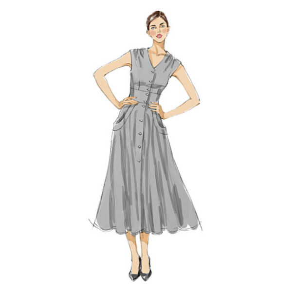 Vogue Schnittmuster V8577 - Kleid - breite Taille - geknöpft – Bild 2