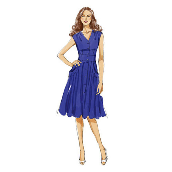Vogue Schnittmuster V8577 - Kleid - breite Taille - geknöpft – Bild 4