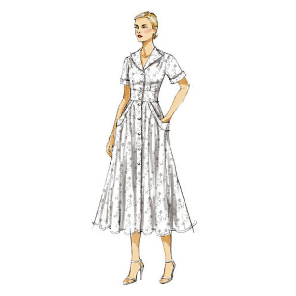 Vogue Schnittmuster V8577 - Kleid - breite Taille - geknöpft – Bild 5