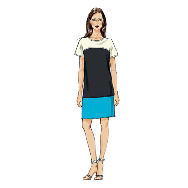 Vogue Schnittmuster V8805 - schlichtes Kleid - Colorblocking – Bild 5