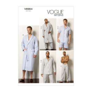 Vogue Schnittmuster V8964 - Herrenschlafanzug - Morgenmantel - Shorty