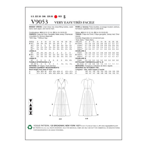 Vogue Schnittmuster V9053 - Kleid - Trägeroberteil - langer Rock – Bild 4