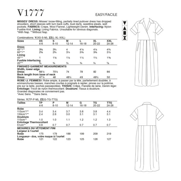 Vogue Schnittmuster V1777 - Kleid - legere und bequem - Schlupfkleid – Bild 4
