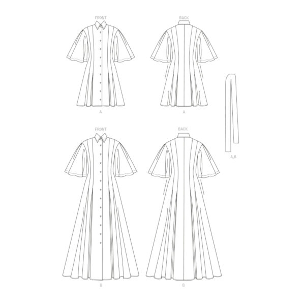 Vogue Schnittmuster V1783 - Kleid - durchgehende Knopfleiste - weiter Arm – Bild 9