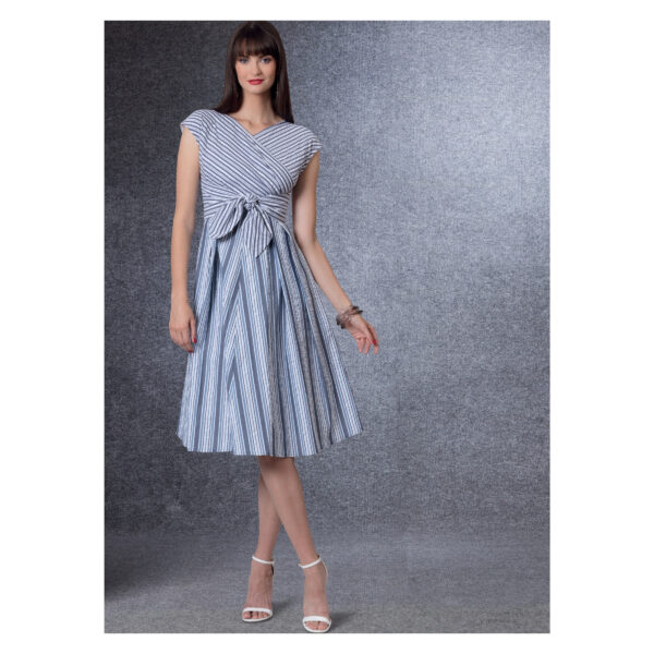 Vogue Schnittmuster V1795 - Kleid - mit Schleife, gestreift – Bild 3