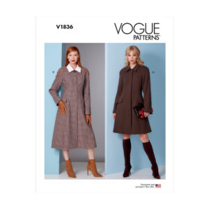 Vogue Schnittmuster V1836 - leicht ausgestellter Mantel - Jacke mit Hemdkragen
