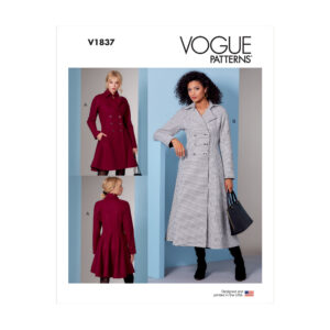 Vogue Schnittmuster V1837 - ausgestellter Mantel - Jacke mit Reverskragen - Schößchen