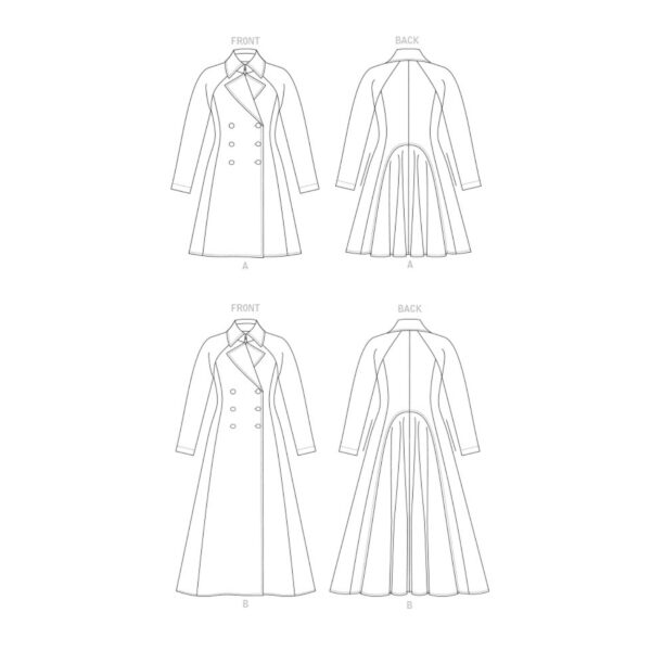 Vogue Schnittmuster V1837 - ausgestellter Mantel - Jacke mit Reverskragen - Schößchen – Bild 8