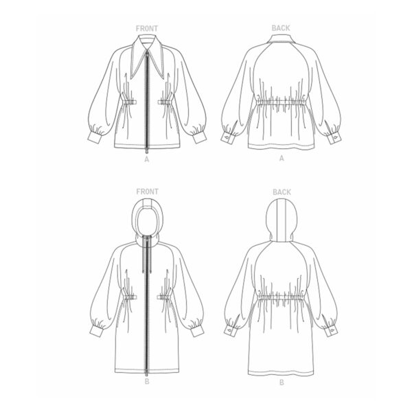 Vogue Schnittmuster V1840 - Kapuzenmantel - Parka - Jacke mit Reißverschluss – Bild 9