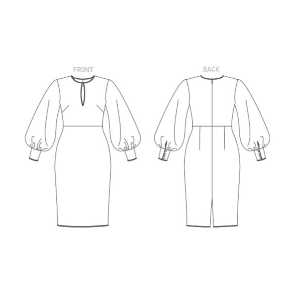 Vogue Schnittmuster V1841 - elegantes Kleid - Abendgarderobe - weiter Ärmel mit Bündchen – Bild 7