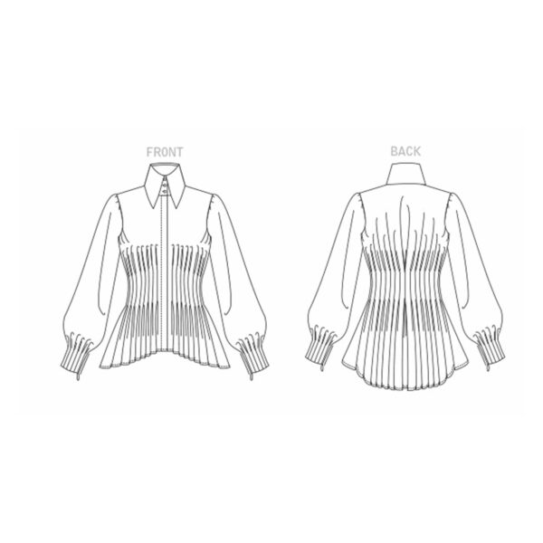 Vogue Schnittmuster V1845 - weiße Bluse - mega geriehen - großer Stehkragen - verdeckte Knopfleiste – Bild 6