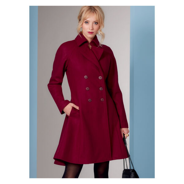 Vogue Schnittmuster V1837 - ausgestellter Mantel - Jacke mit Reverskragen - Schößchen – Bild 2