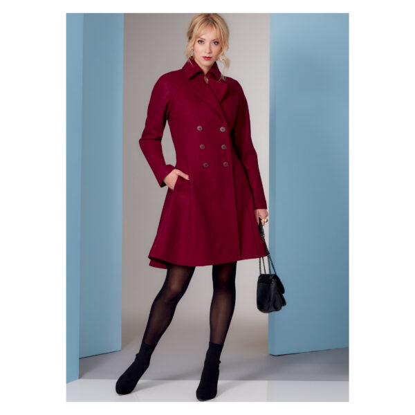 Vogue Schnittmuster V1837 - ausgestellter Mantel - Jacke mit Reverskragen - Schößchen – Bild 4