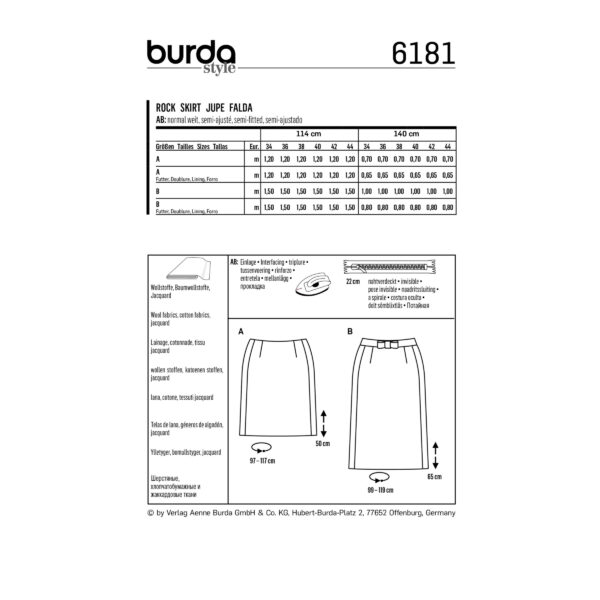 Burda Style Schnittmuster Nr. 6181 - Rock - Dezente Röcke – Bild 8