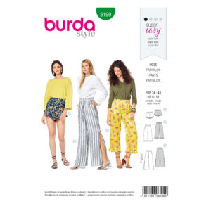 Burda Style Schnittmuster Nr. 6199 - Hose - Shorts - Gummizug - Saumrüschen
