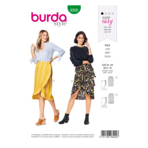 Burda Style Schnittmuster Nr. 6200 - Wickelrock mit Bund und Bindebändern