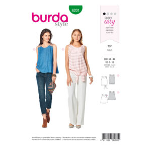 Burda Style Schnittmuster Nr. 6201 - Top - ausgestellte Form - Bund und Bänder