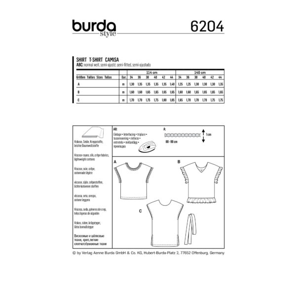 Burda Style Schnittmuster Nr. 6204 - Blusenshirt - überschnittene Schultern – Bild 11