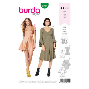 Burda Style Schnittmuster Nr. 6205 - Kleid mit Empire-Blende - glockiger Rock
