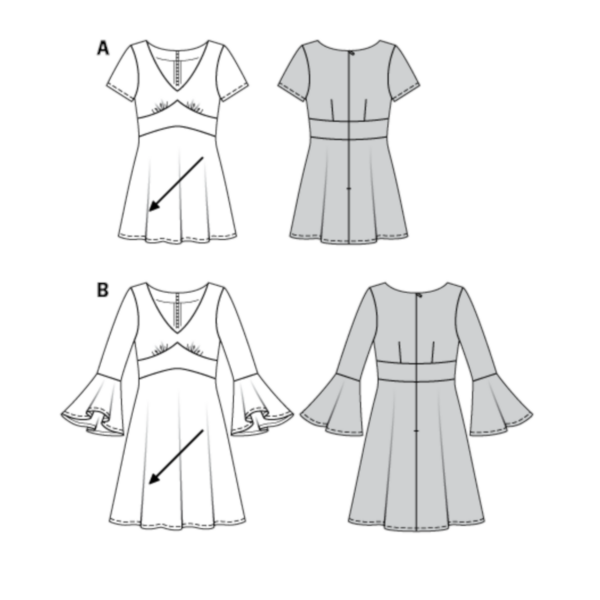 Burda Style Schnittmuster Nr. 6205 - Kleid mit Empire-Blende - glockiger Rock – Bild 9