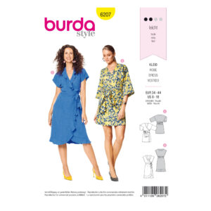 Burda Style Schnittmuster Nr. 6207 - Wickelkleid - Saum - und Ausschnittvolants