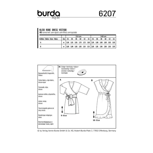 Burda Style Schnittmuster Nr. 6207 - Wickelkleid - Saum - und Ausschnittvolants – Bild 8