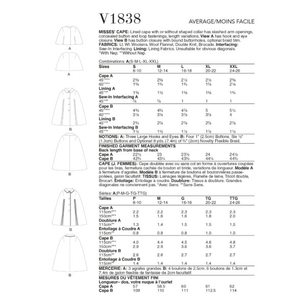 Vogue Schnittmuster V1838 - Mantel - Cape - Umhang im Stil der 60er Jahre – Bild 5