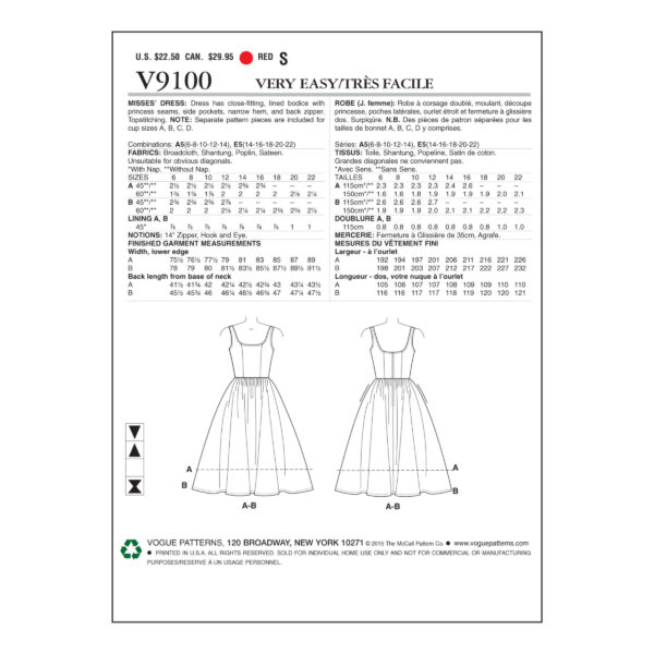 Vogue Schnittmuster V9100 - Kleid- Sommerkleid - Trägerkleid – Bild 5