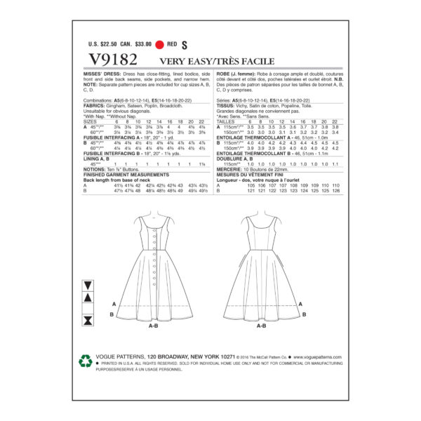 Vogue Schnittmuster V9182 - Kleid - Sommerkleid - Trägerkleid – Bild 6