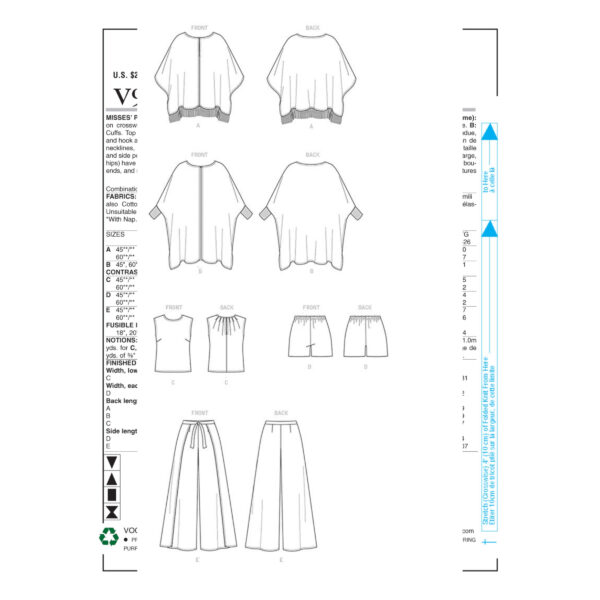 Vogue Schnittmuster V9191 - Kombination - Hose - Shirt - leichte Jacke – Bild 6
