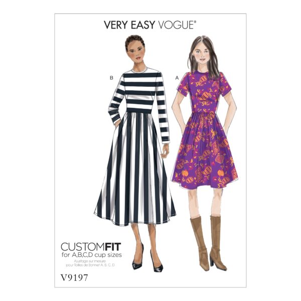 Vogue Schnittmuster V9197 - Kleid - eingeriehen, angesetzter Rock